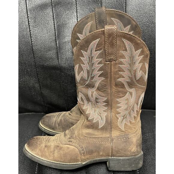 Ariat boots womens 6 B western Heritage round toe leather cowboy rodeo riding - Picture 1 of 8